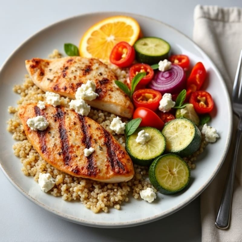 Grilled Chicken Breast with Quinoa and Roasted Vegetables