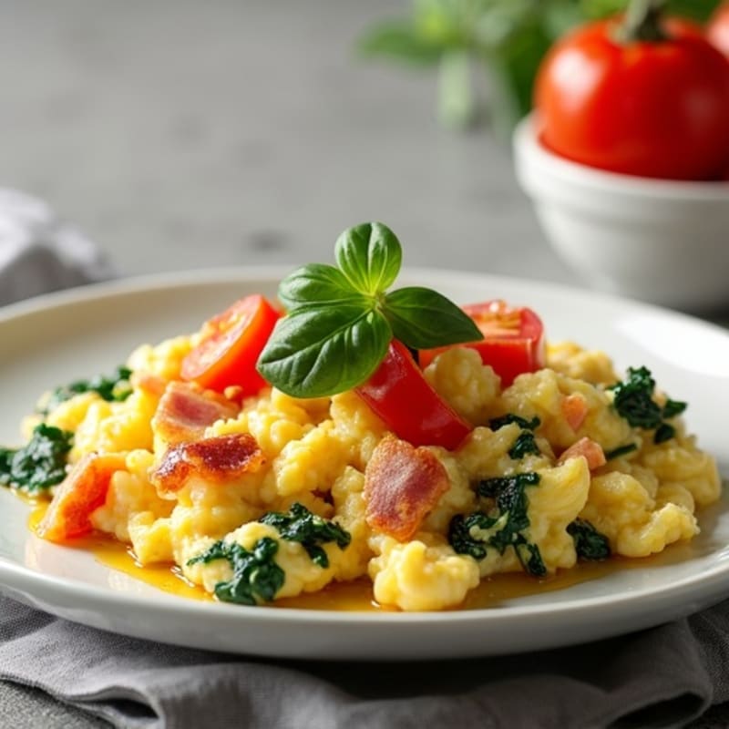 Cottage Cheese Scramble with Spinach and Turkey Bacon