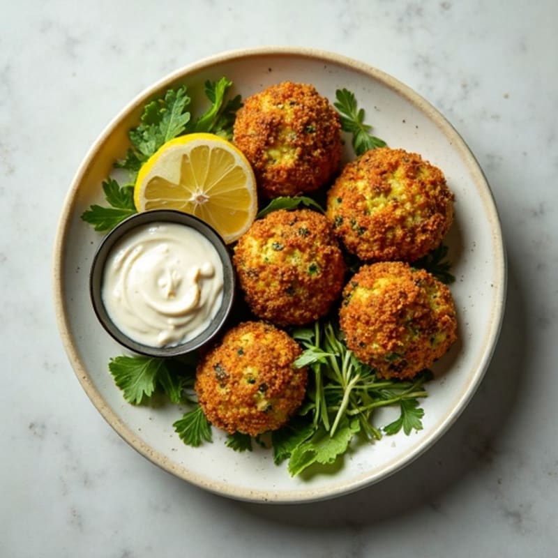 Crispy Baked Falafel with Creamy Tahini Dressing