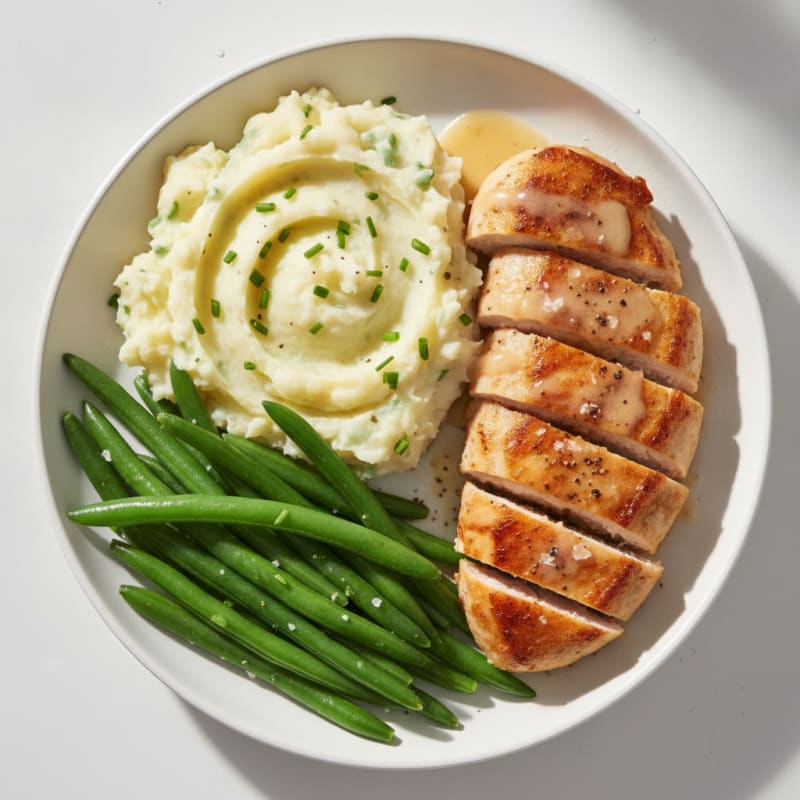 Buttery Garlic Mashed Potatoes with Pan-Seared Chicken