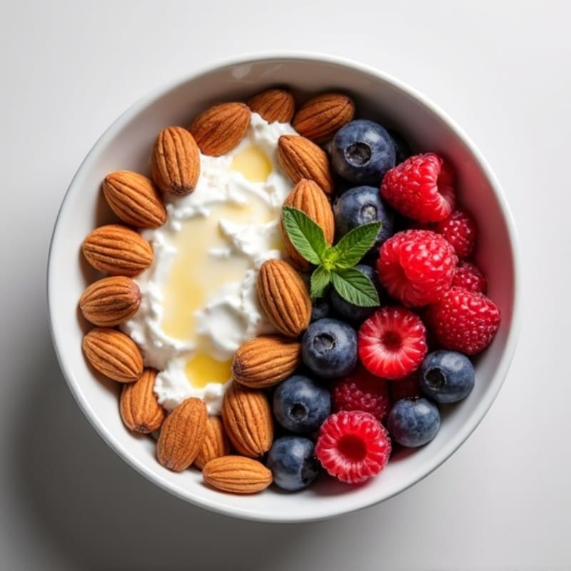 Cottage Cheese Berry Bowl with Almonds