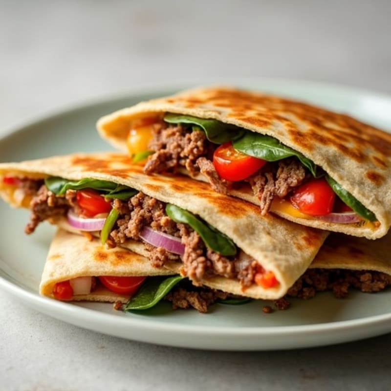 Crispy Steak and Fresh Veggie Quesadillas