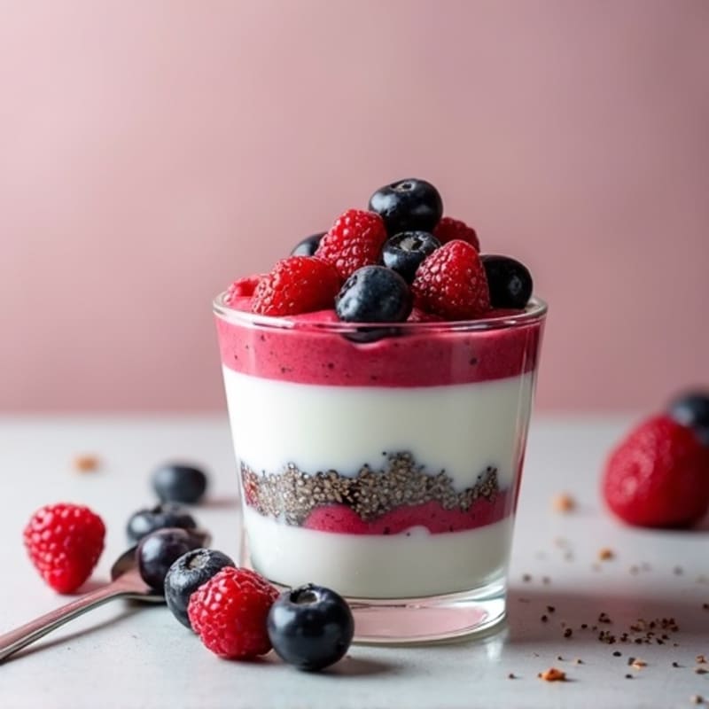 Greek Yogurt Protein Pudding with Mixed Berries