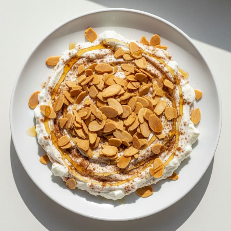 Creamy Greek Yogurt Protein Mousse with Cinnamon and Toasted Almonds