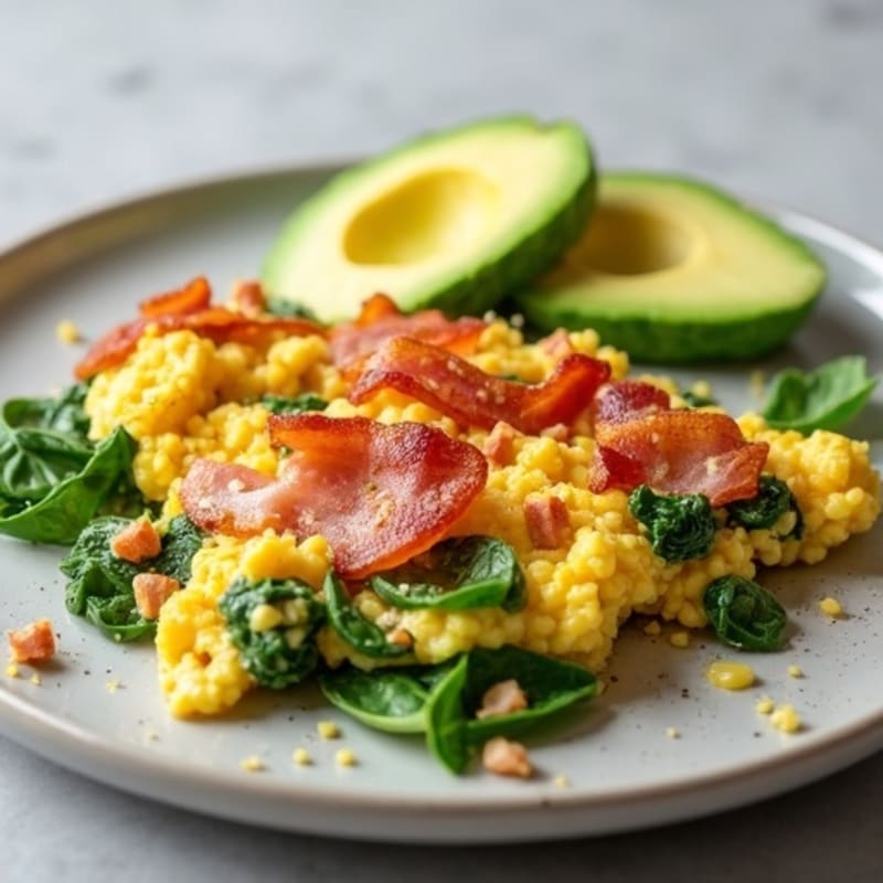 Egg White Scramble with Spinach and Turkey Bacon