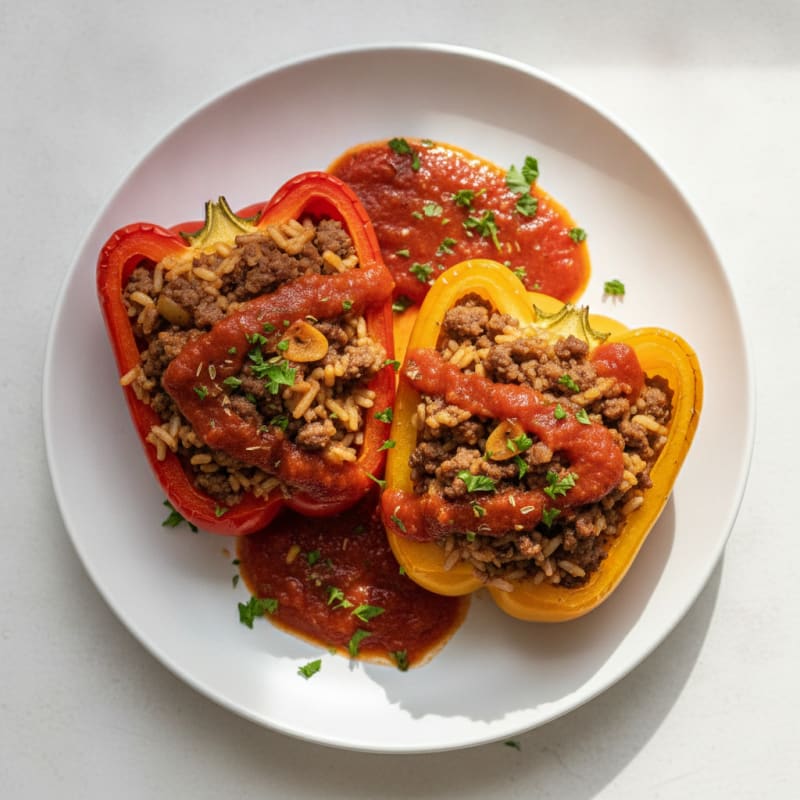 Beef and Rice Stuffed Bell Peppers