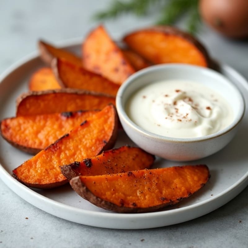Honey-Glazed Roasted Sweet Potato Wedges with Cinnamon & Protein-Packed Greek Yogurt Dip