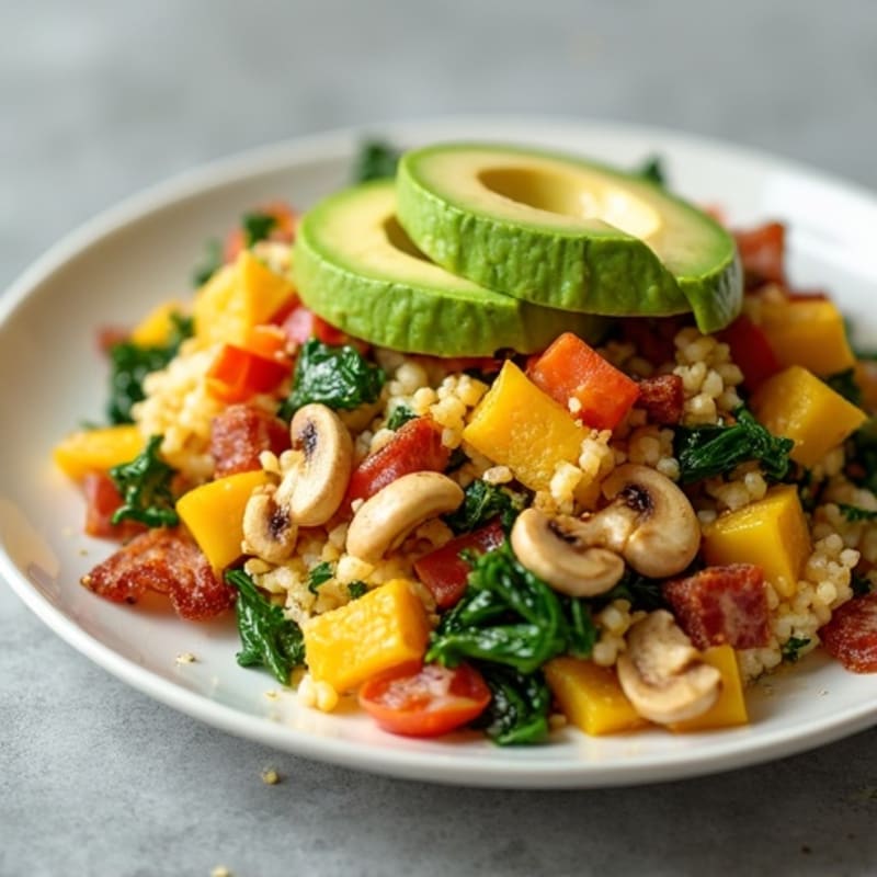 Egg White Veggie Scramble with Turkey Bacon