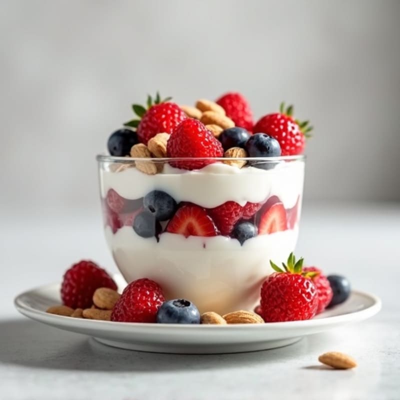 Greek Yogurt Protein Parfait with Berries and Almonds