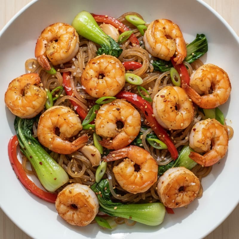 Shrimp and Kelp Noodle Stir-Fry