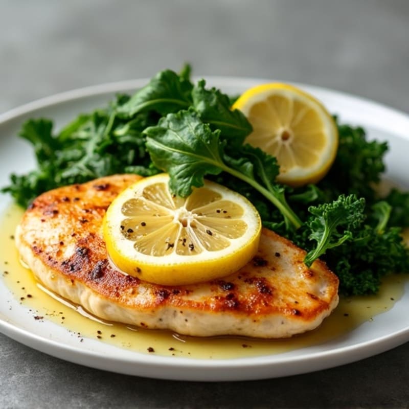Lemon Garlic Pan-Seared Chicken Breast with Sautéed Greens