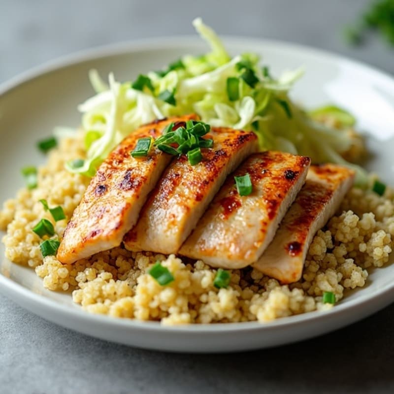 Grilled Chicken Breast with Quinoa and Crunchy Cabbage Slaw