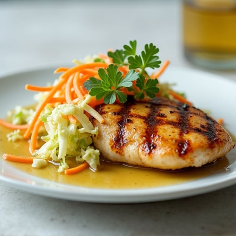 Grilled Chicken Breast with Crunchy Cabbage Slaw