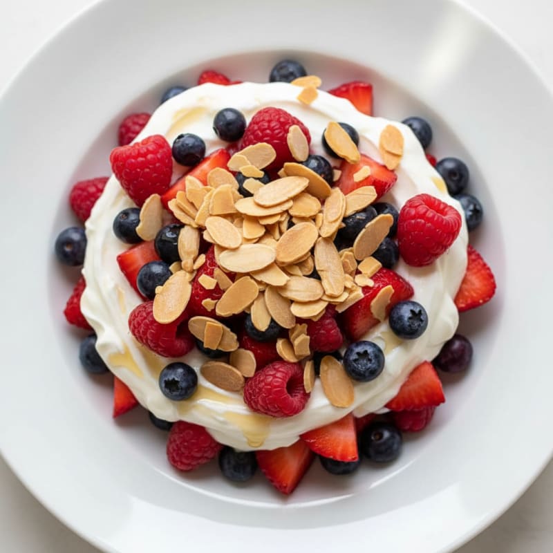 Greek Yogurt Parfait with Mixed Berries and Toasted Almonds