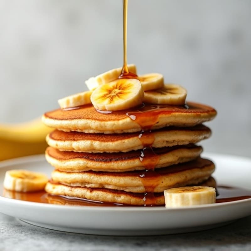 Healthy Fluffy Protein Pancakes with Caramelized Bananas