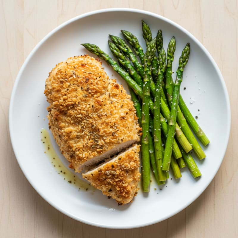 Parmesan Herb-Crusted Chicken with Roasted Asparagus