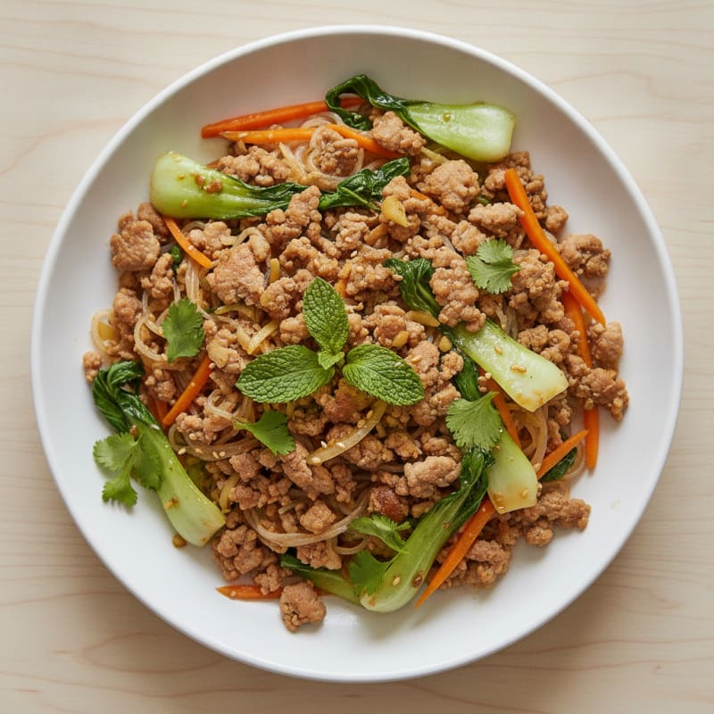 Vietnamese-Style Pork Mince Stir Fry with Fresh Herbs