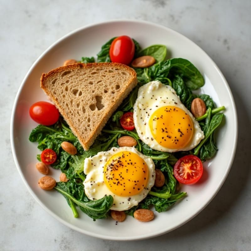 Cottage Cheese Egg Scramble with Spinach and Cherry Tomatoes