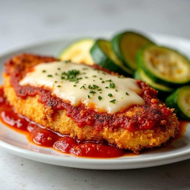 Crispy Baked Chicken Parmesan with Roasted Zucchini