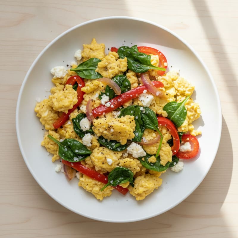 Feta and Spinach Scrambled Eggs