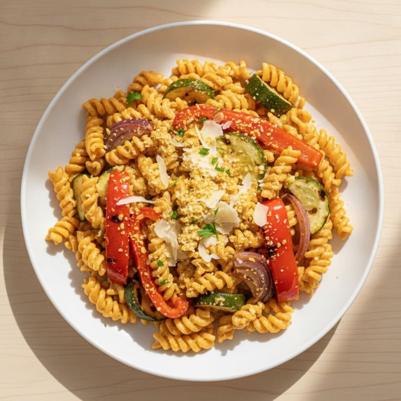 Cajun Alfredo Pasta with Roasted Vegetables