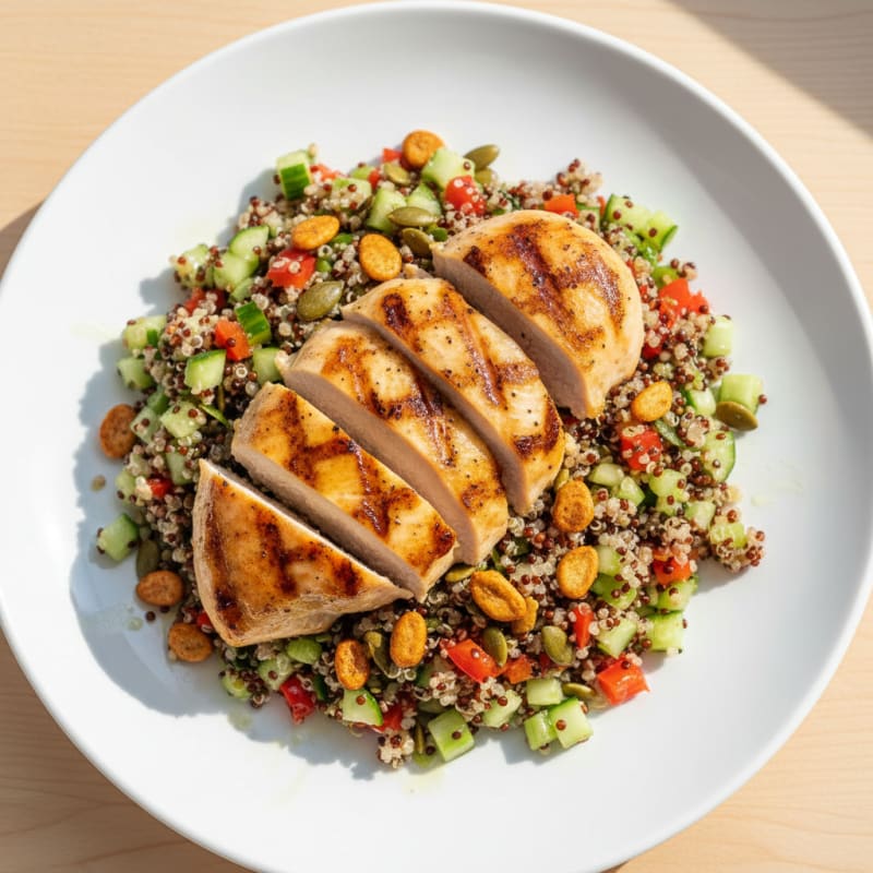 Grilled Chicken Breast with Crunchy Quinoa Salad