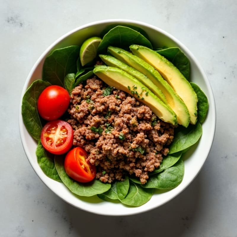 Seasoned Ground Beef and Avocado Power Bowl