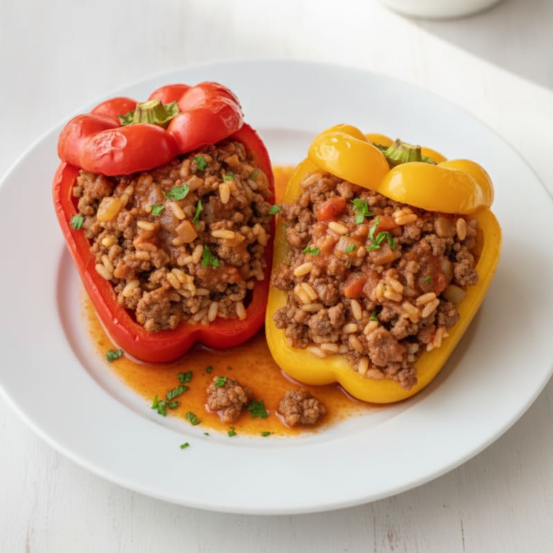 Beef and Rice Stuffed Bell Peppers