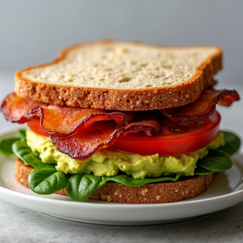 Crispy Turkey Bacon, Fresh Tomato, and Creamy Avocado Whole Grain Sandwich
