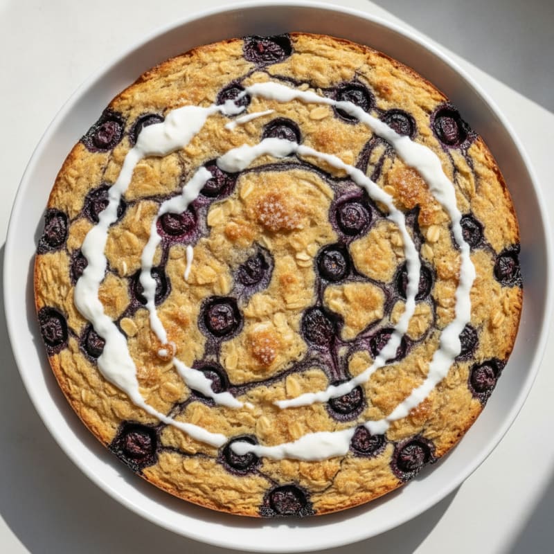 Baked Blueberry Oats with Kefir Swirl