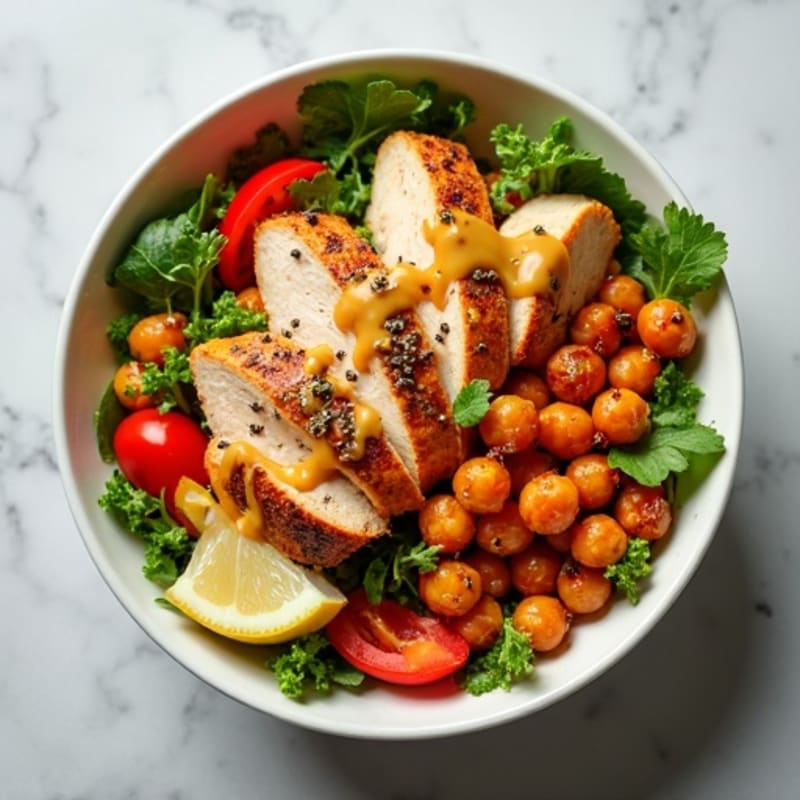 Crispy Roasted Sweet Potato and Chickpea Bowl with Creamy Tahini Dressing