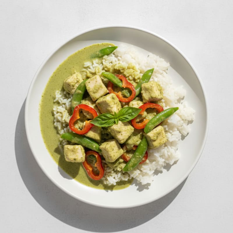 Green Curry Chicken with Coconut Rice