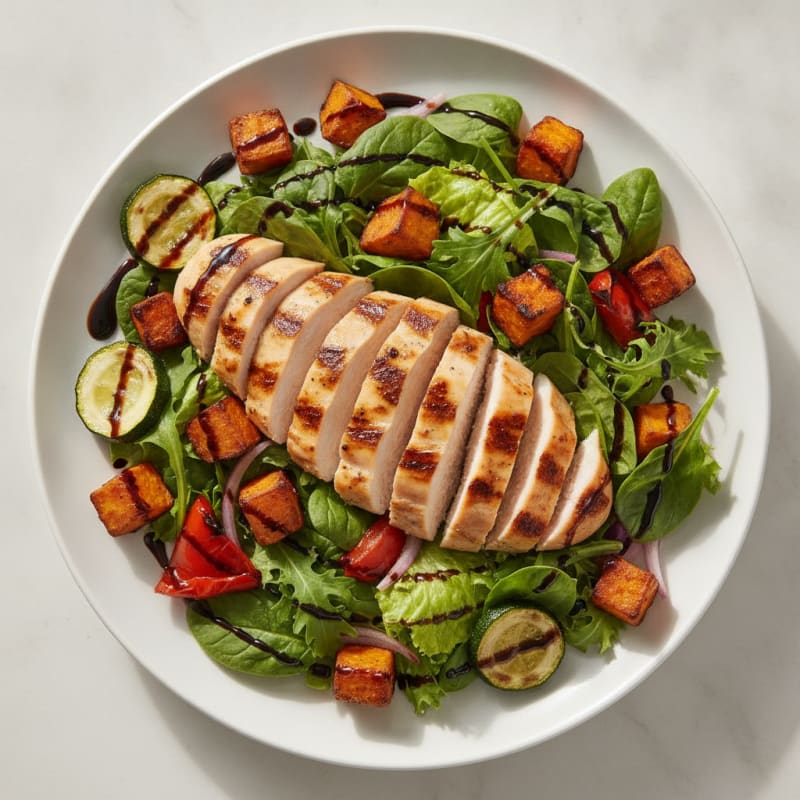 Grilled Chicken Salad with Roasted Vegetables