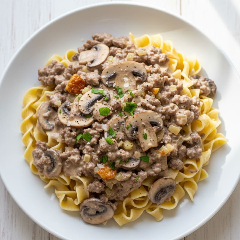 Hearty Beef Stroganoff with Egg Noodles