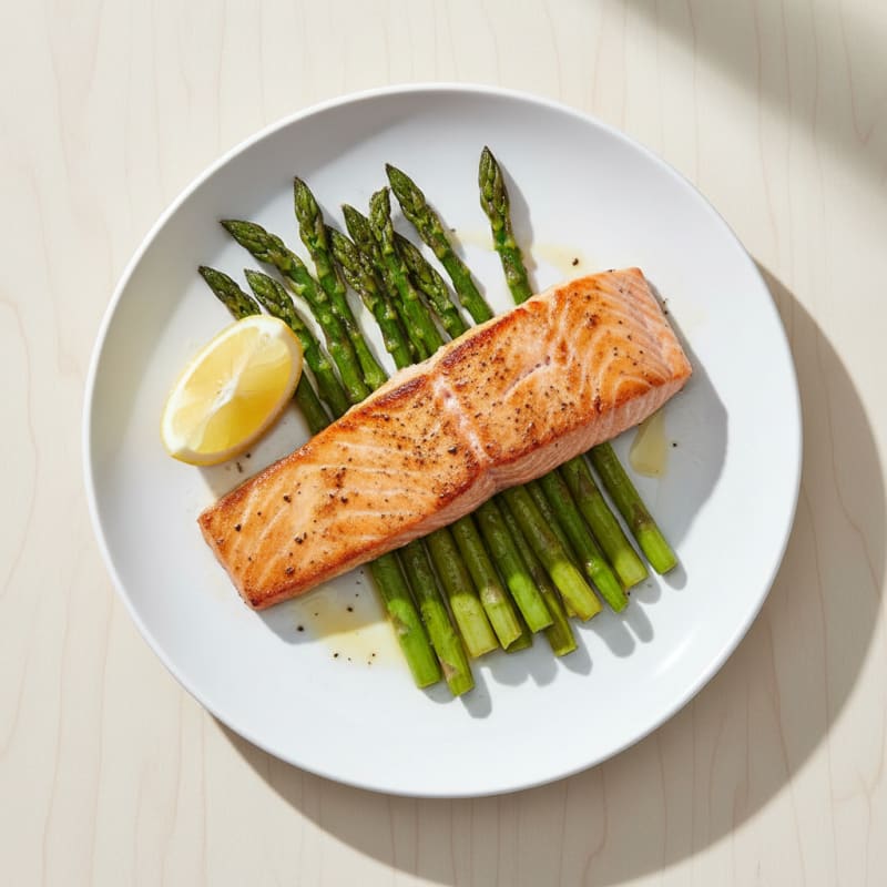 Grilled Salmon Fillet with Roasted Asparagus