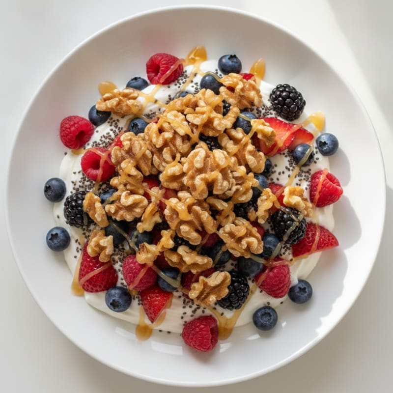 Greek Yogurt Protein Parfait with Mixed Berries