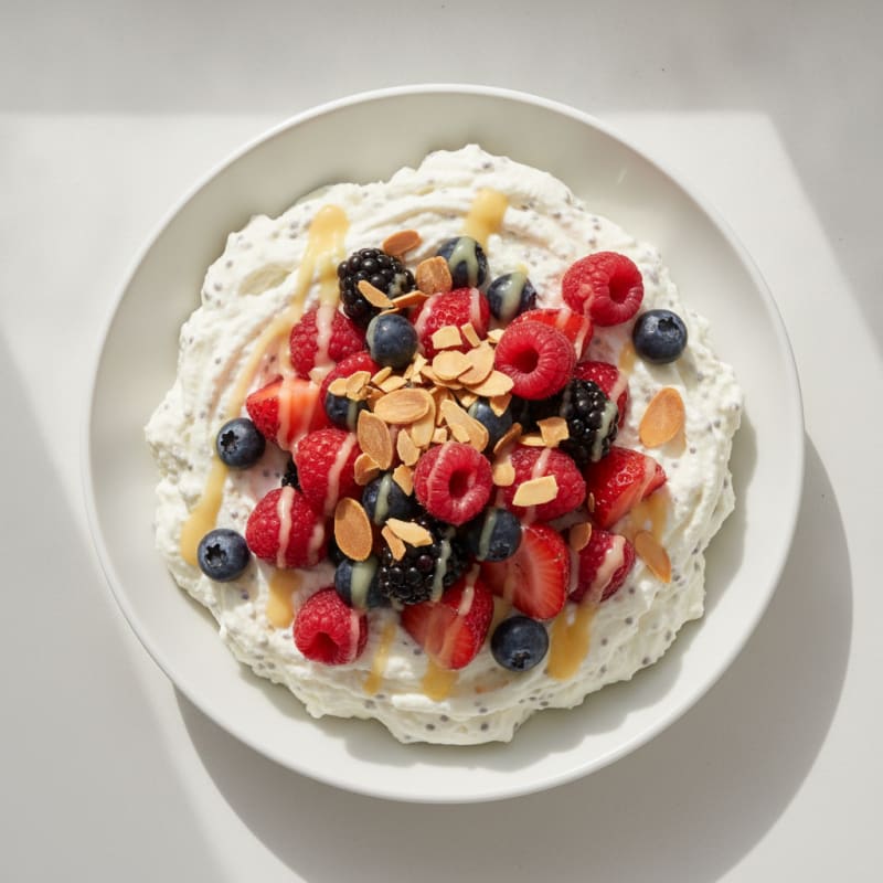 Greek Yogurt Protein Mousse with Mixed Berries