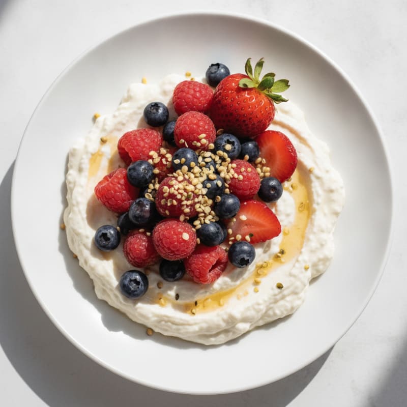 Creamy Greek Yogurt Protein Pudding with Mixed Berries
