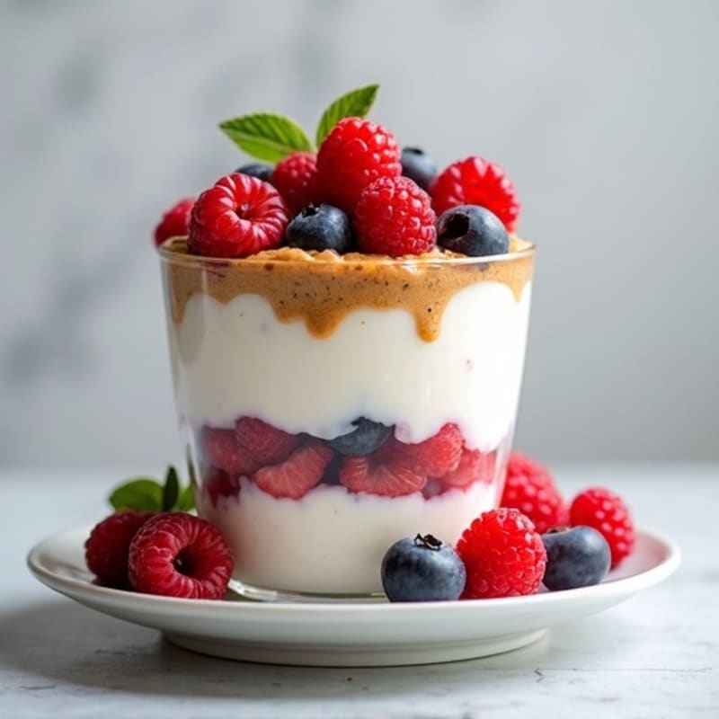 Greek Yogurt Protein Parfait with Mixed Berries and Almond Butter
