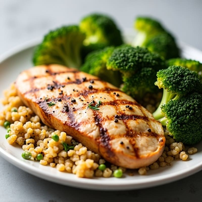 Grilled Turkey Breast with Quinoa and Roasted Broccoli