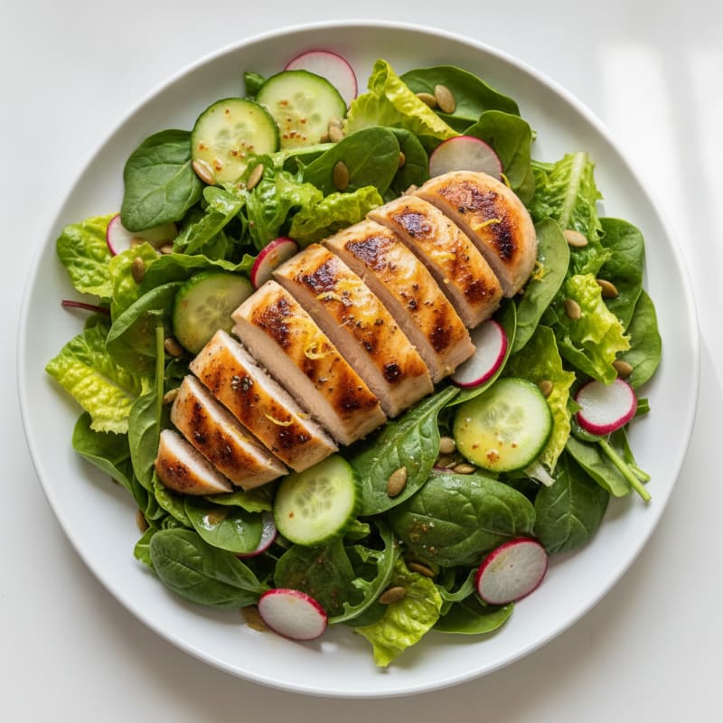 Grilled Chicken Breast over Crunchy Mixed Greens