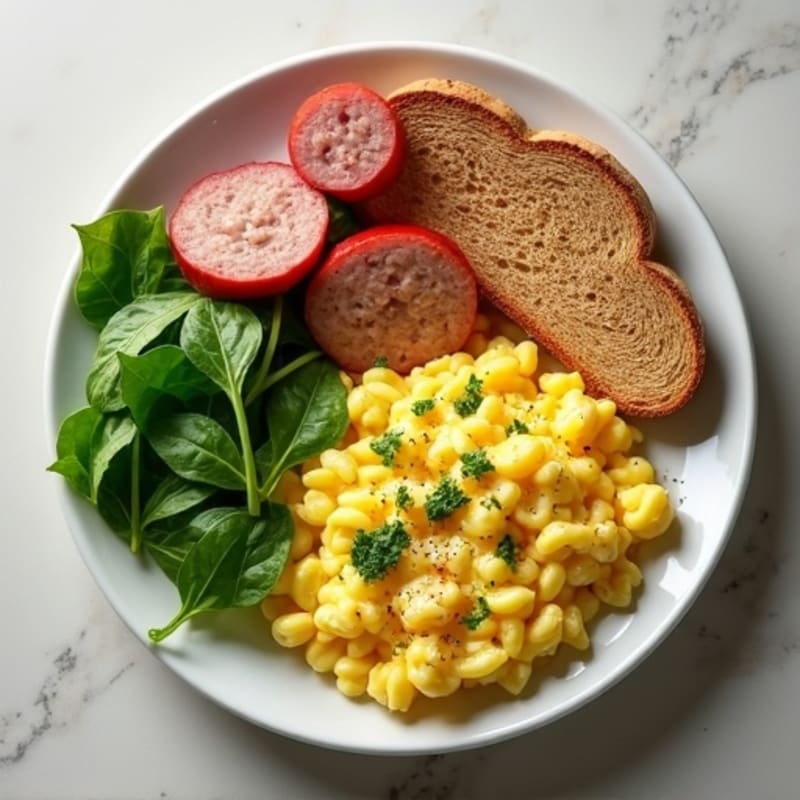Egg White and Turkey Sausage Scramble with Spinach