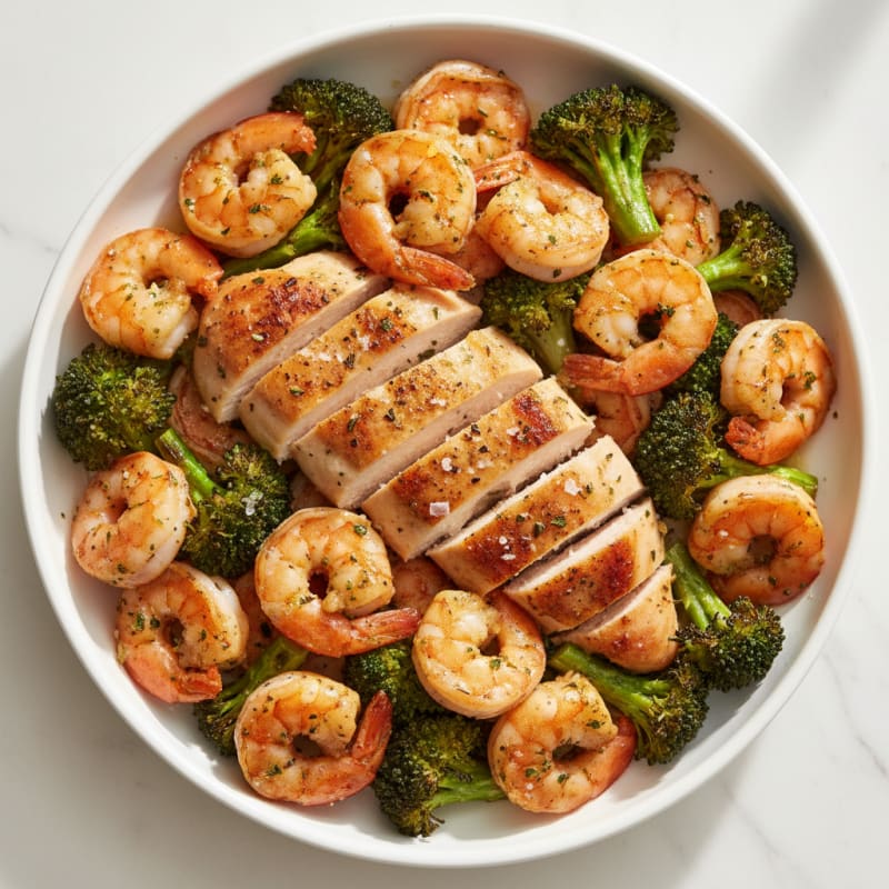 Garlic Herb Roasted Chicken and Shrimp