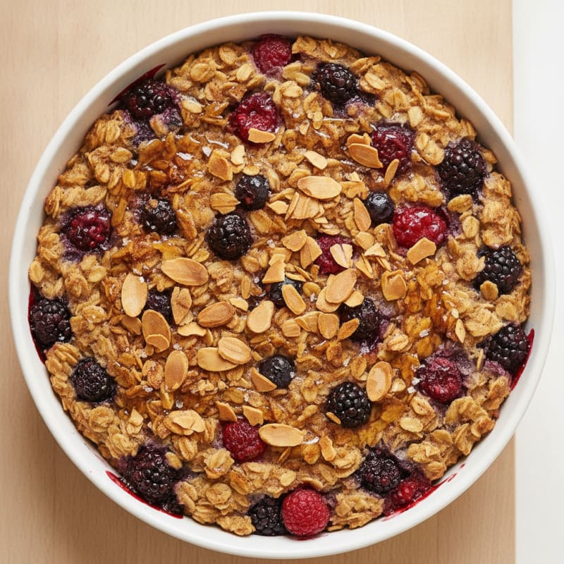 Baked Berry Oatmeal with Toasted Almonds