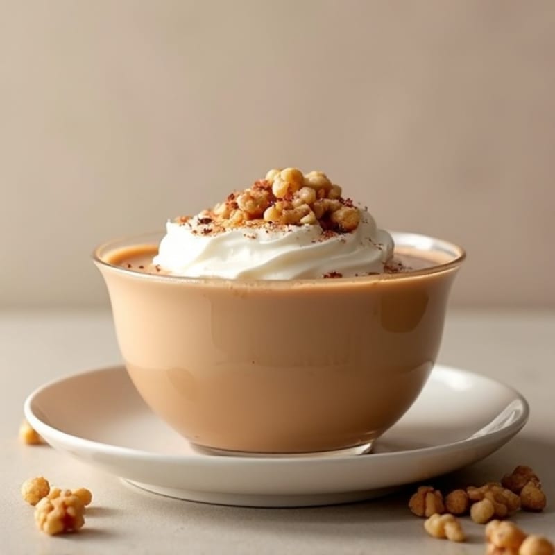 Creamy Coffee Protein Mousse with Chopped Walnuts