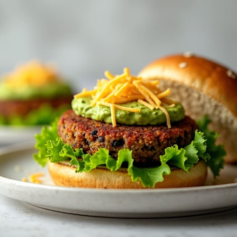 Crispy Black Bean Quinoa Burger with Avocado Spread