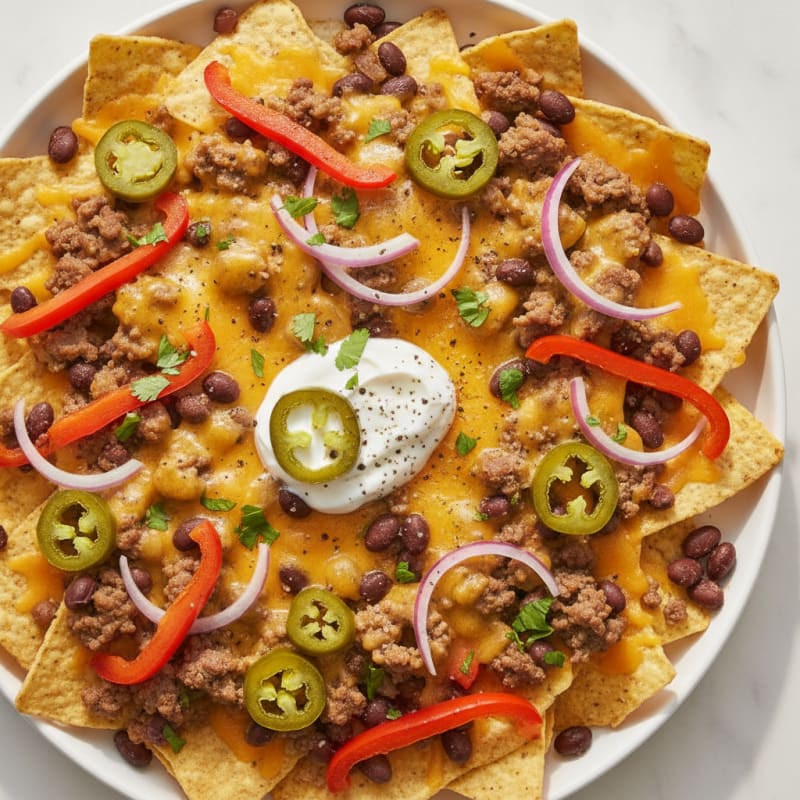 Loaded Beef and Bean Nacho Platter