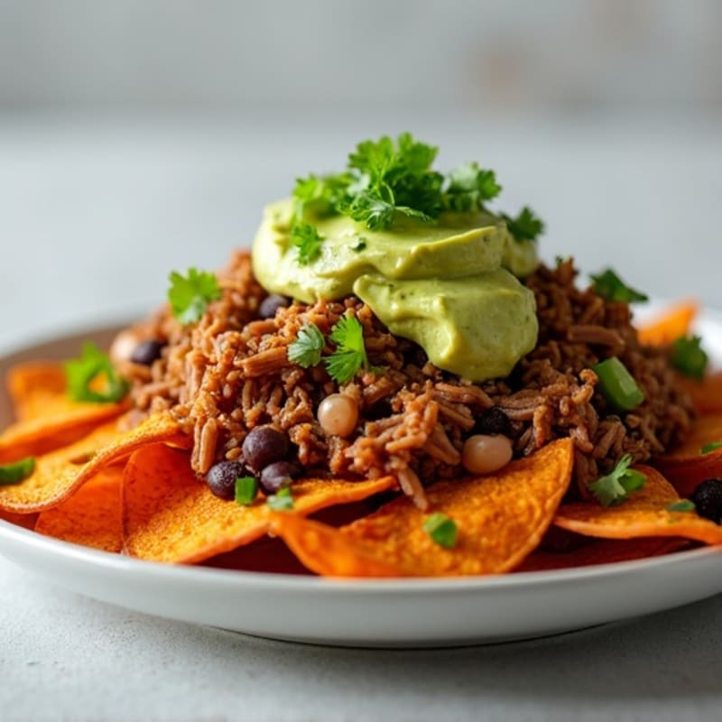 Lean Pulled Pork Loaded Sweet Potato Nachos