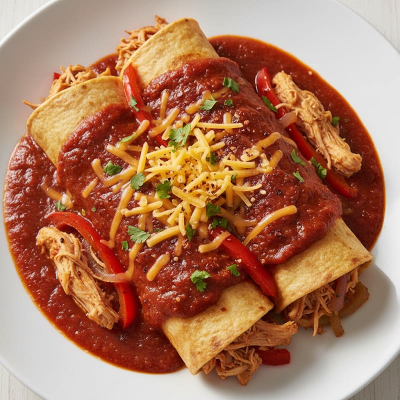 Chicken Enchiladas with Red Chili Sauce