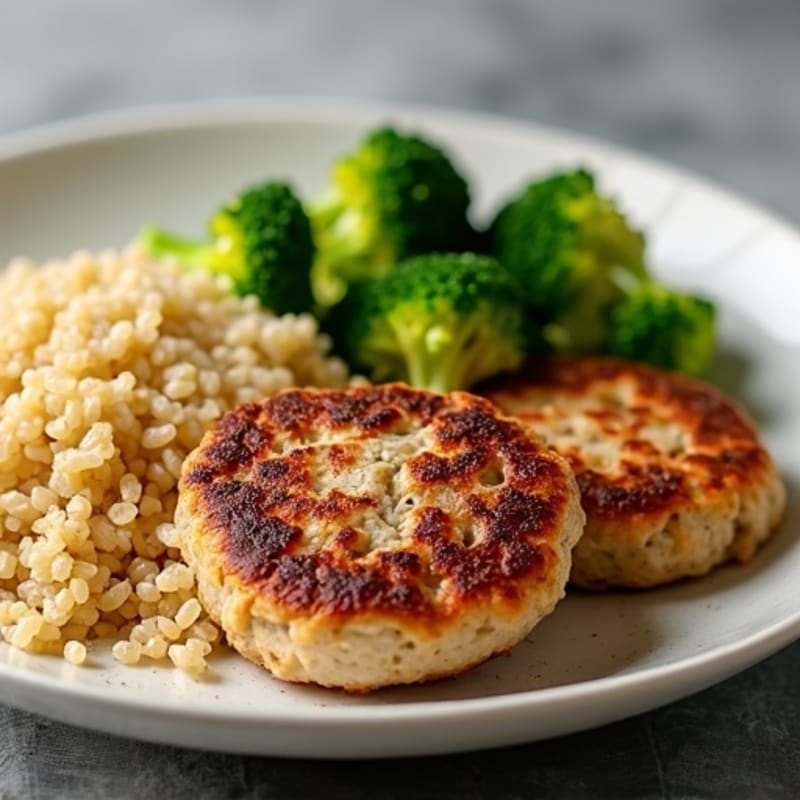 Seared Turkey Patties with Roasted Broccoli